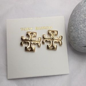 Tory Burch Gold Kira Large Double T-Logo Stud Earrings